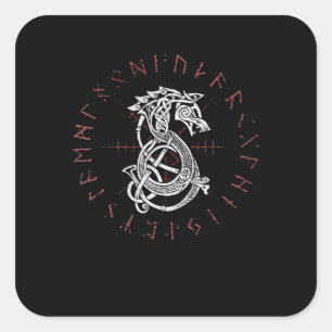 Veerwolf van de Odin Celtic Norse rijdt in een sto Vierkante Sticker