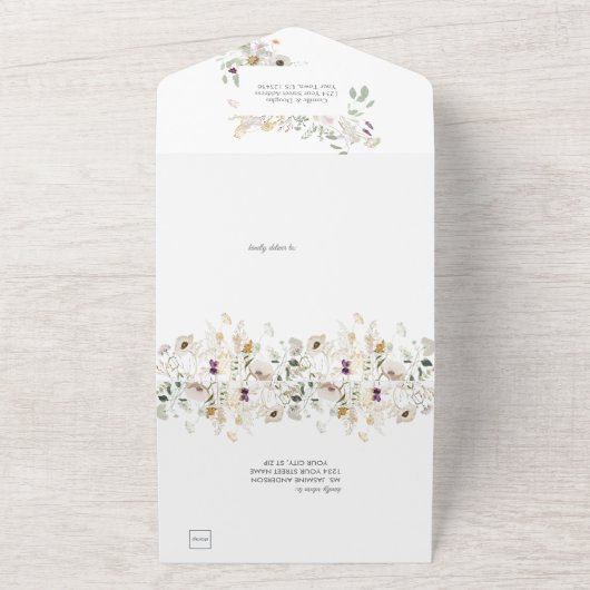 Veerzomer bloemen bladeren stenen | all in one uitnodiging (Buitenkant)