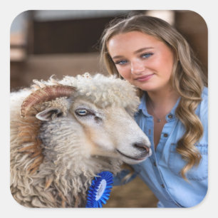 Veeshow Schapen Foto Aanpassen Vierkante Sticker