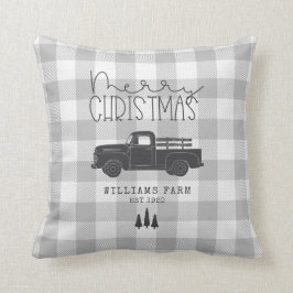  veeteelt Truck Grey Buffalo Check Name Kussen