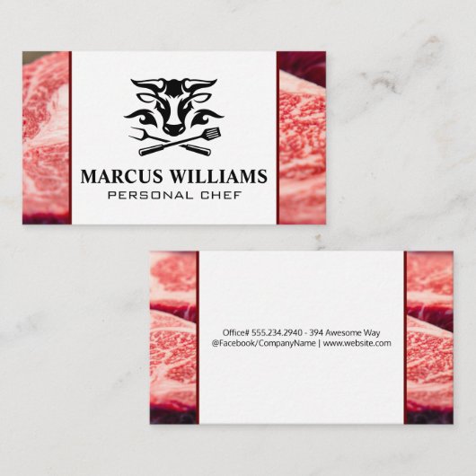 Veevlees Logo | biefstuk Visitekaartje (Voorkant / Achterkant)