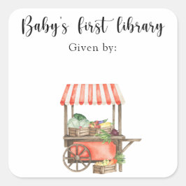 Veg baby shower-boekplaat - baby's eerste biblioth vierkante sticker