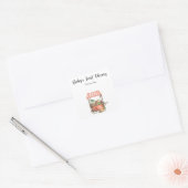 Veg Baby Shower bookplate - baby's first library Vierkante Sticker (Envelop)