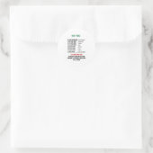 veg-nummers ronde sticker (Tas)