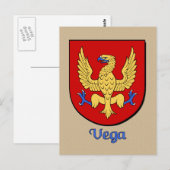 Vega Family Heraldic Shield Briefkaart (Voorkant / Achterkant)