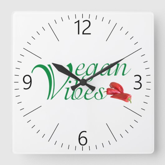 Vegaanse viben vierkante klok (Voorkant)