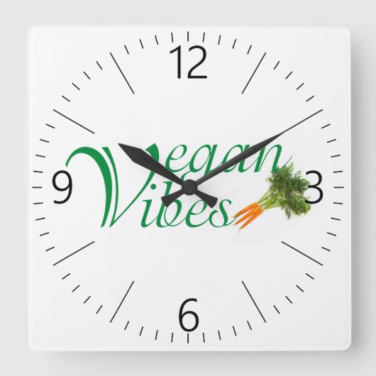 Vegaanse viben vierkante klok (Voorkant)