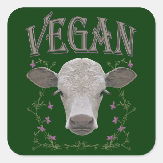 VEGAN - */* 25 VIERKANTE STICKER (Voorkant)