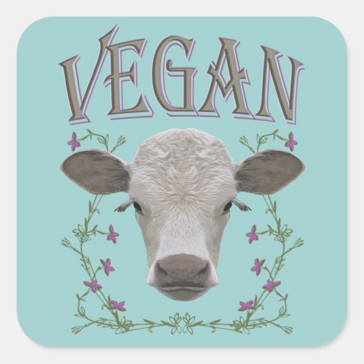 VEGAN - */* 3 VIERKANTE STICKER (Voorkant)