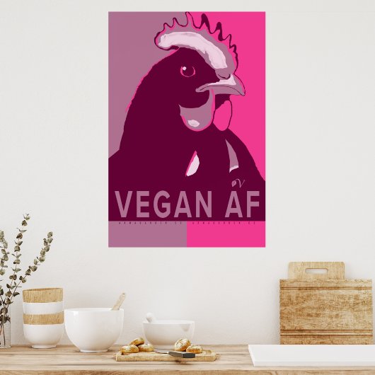 Vegan AF Pink Camo Pop Art Chicken Poster (Keuken)