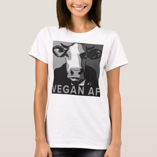 Vegan AF Pop Art Tshirt in zwart-wit (Voorkant)