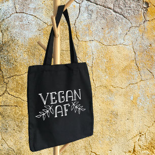 Vegan AF, zwart-wit minimalistisch Tote Bag