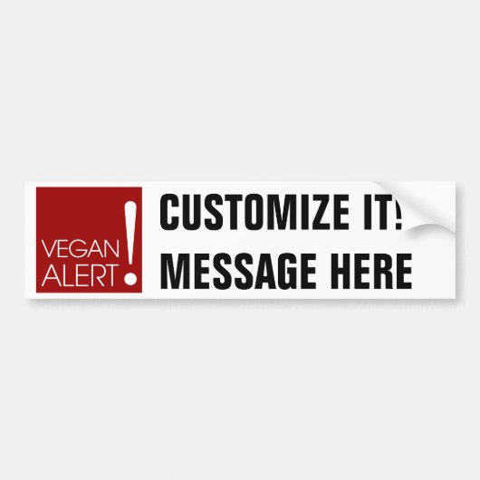 Vegan Alert.  Bumpersticker (Voorkant)