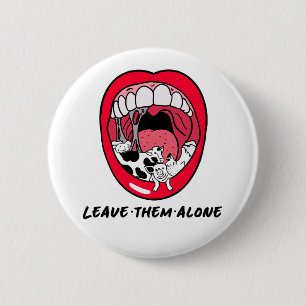 Vegan Animal Mouth Red Lip laat ze alleen Ronde Button 5,7 Cm