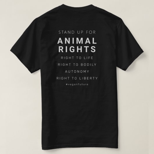 Vegan Animal Rights Minimaal Typografie T-shirt (Design achterkant)