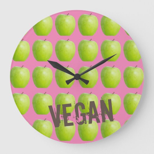 Vegan Apple Pattern for Vegetarian Fruit lover Grote Klok (Voorkant)