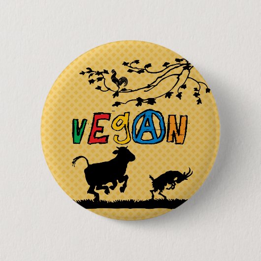 Vegan badge ronde button 5,7 cm (Voorkant)