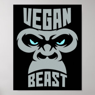 Vegan Beast Workout Spier Gorilla Gym Bodybuilding Poster