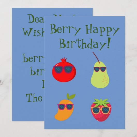 Vegan Berry Birthday Wenskaart Feestdagenkaart (Voorkant / Achterkant)