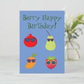 Vegan Berry Birthday Wenskaart Feestdagenkaart (Staand voorkant)