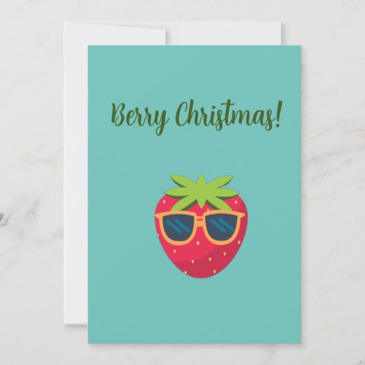 Vegan Berry Kerstmis met aardbeiGreeting Card Feestdagenkaart (Voorkant)