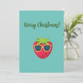Vegan Berry Kerstmis met aardbeiGreeting Card Feestdagenkaart (Staand voorkant)