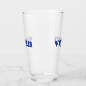 "vegan" blauwe letters glazen beker (Links)