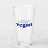 "vegan" blauwe letters glazen beker (Voorkant)