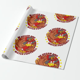 vegan blij thanksgiving turkije - football cadeaupapier