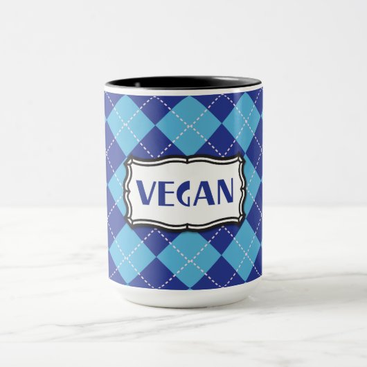 Vegan (Blue Argyle Pattern) Mok (Midden)