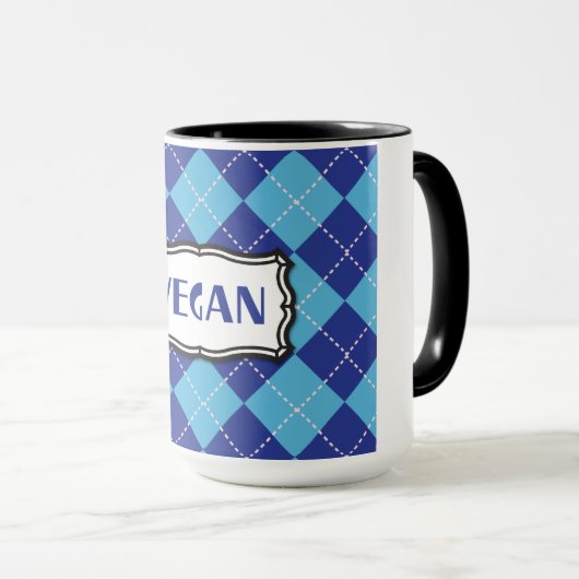 Vegan (Blue Argyle Pattern) Mok (Voorkant rechts)
