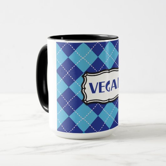 Vegan (Blue Argyle Pattern) Mok (Voorkant links)