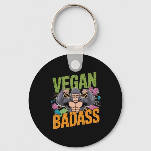 Vegan Bodybuilder Gewichtheffer Gorilla Sleutelhanger (Voorkant)