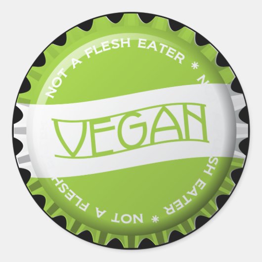 Vegan Bottlecap Ronde Sticker (Voorkant)