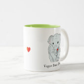 Vegan Brain Power Elephant Holding a Heart Tweekleurige Koffiemok (Voorkant rechts)