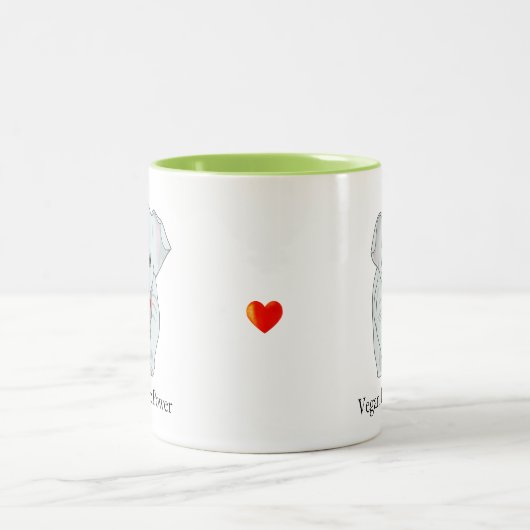 Vegan Brain Power Elephant Holding a Heart Tweekleurige Koffiemok (Center)