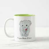 Vegan Brain Power Elephant Holding a Heart Tweekleurige Koffiemok (Links)