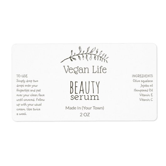 Vegan Branch Serum Labels (Voorkant)