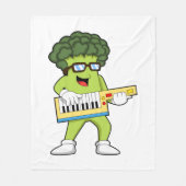 Vegan Broccoli at Music with Guitar Fleece Deken (Voorkant)