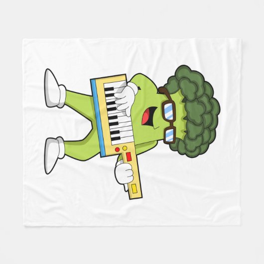 Vegan Broccoli at Music with Guitar Fleece Deken (Voorkant (Horizontaal))