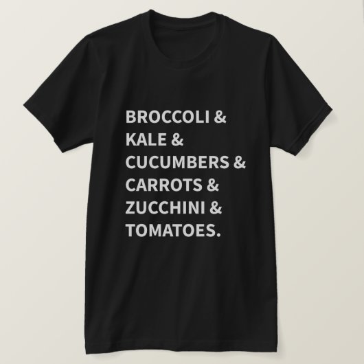 Vegan: Broccoli & Kale & Cucumber & wortel & tomaa T-shirt (Design voorkant)