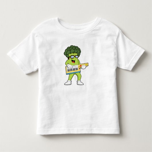 Vegan Broccoli op Muziek met Guitar Kinder Shirts (Voorkant)