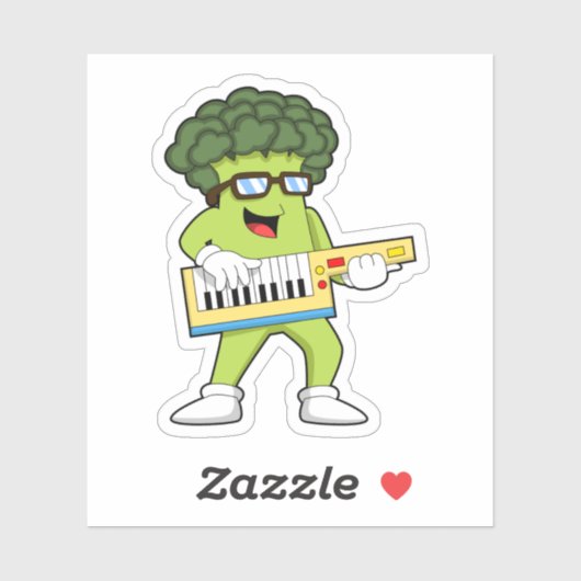 Vegan Broccoli op Muziek met Guitar Sticker (Vel)