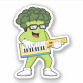 Vegan Broccoli op Muziek met Guitar Sticker (Voorkant)