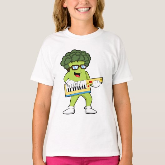 Vegan Broccoli op Muziek met Guitar T-shirt (Voorkant)
