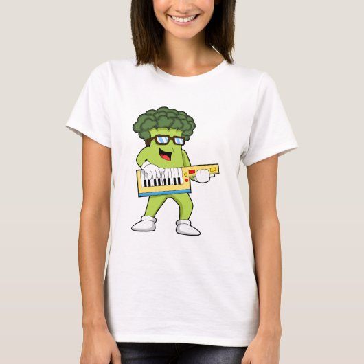 Vegan Broccoli op Muziek met Guitar T-shirt (Voorkant)