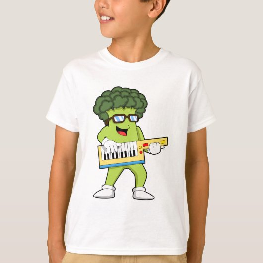 Vegan Broccoli op Muziek met Guitar T-shirt (Voorkant)