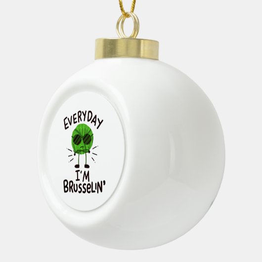 Vegan Brussels Sprouts Keramische Bal Ornament (Rechts)