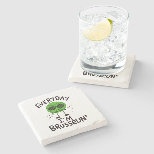 Vegan Brussels Sprouts Stenen Onderzetter (Zijkant)