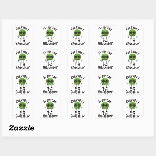 Vegan Brussels Sprouts Vierkante Sticker (Vel)